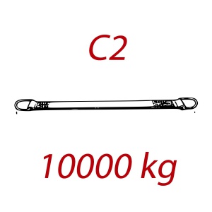 C2 - 10000kg, popruh plochý s kovovými neprovlékacími oky, modrý, šíře 300mm
