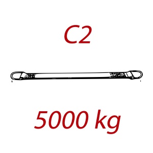 C2 - 5000kg, popruh plochý s kovovými neprovlékacími oky, červený, šíře 150mm