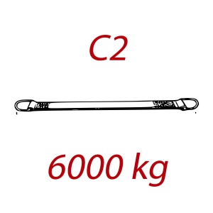 C2 - 6000kg, popruh plochý s kovovými neprovlékacími oky, hnědý, šíře 180mm