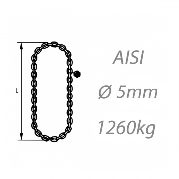 Nerezový vázací řetěz nekonečný svařovaný, 5mm, nosnost 1260kg