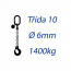 Vázací řetěz třídy 10, jednopramenný, oko-hák, 6mm, nosnost 1400kg, délka 1,5m