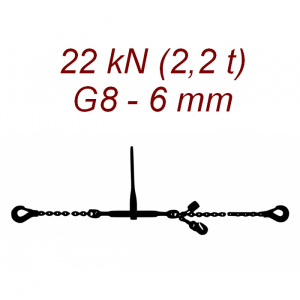 Přivazovací řetěz jednodílný s háky, třída 8, řetěz 6 mm, upínací síla 22kN