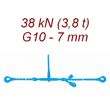 Přivazovací řetěz jednodílný s háky, třída 10, řetěz 7 mm, upínací síla 38kN