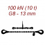 Přivazovací řetěz dvoudílný s háky, třída 8, řetěz 13 mm, upínací síla 100kN, délka 2,5m