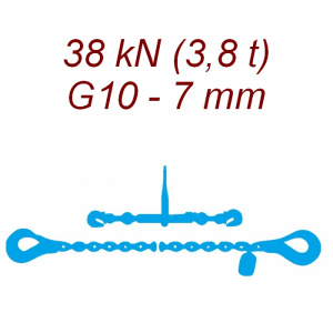 Přivazovací řetěz dvoudílný s háky, třída 10, řetěz 7 mm, upínací síla 38kN