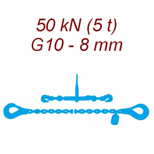 Přivazovací řetěz dvoudílný s háky, třída 10, řetěz 8 mm, upínací síla 50kN