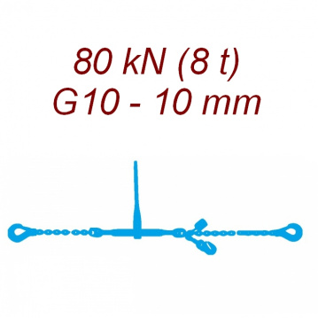 Přivazovací řetěz jednodílný s háky, třída 10, řetěz 10 mm, upínací síla 80kN
