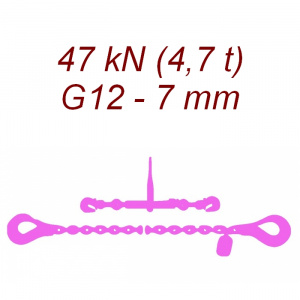 Přivazovací řetěz dvoudílný s háky, třída 12, řetěz 7 mm, upínací síla 47kN