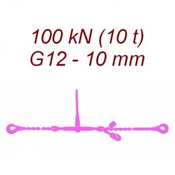 Přivazovací řetěz jednodílný s háky, třída 12, řetěz 10 mm, upínací síla 100kN