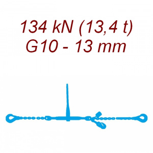 Přivazovací řetěz jednodílný s háky, třída 10, řetěz 13 mm, upínací síla 134kN