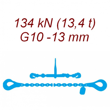 Přivazovací řetěz dvoudílný s háky, třída 10, řetěz 13 mm, upínací síla 134kN