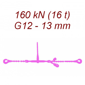 Přivazovací řetěz jednodílný s háky, třída 12, řetěz 13 mm, upínací síla 160kN