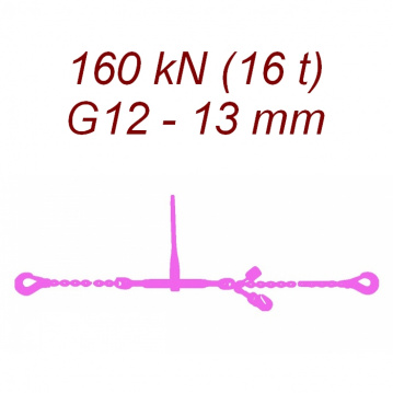 Přivazovací řetěz jednodílný s háky, třída 12, řetěz 13 mm, upínací síla 160kN