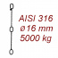 CPK 16, nerezový převěsný řetěz, 16x48mm, třída 5, AISI 316L, nosnost 5000kg, délka 10m