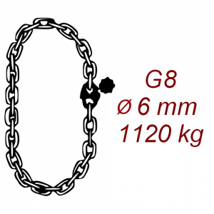 Vázací řetěz jakostní třídy 8 nekonečný průměr řetězu 6mm nosnost 1120Kg